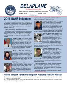 DELAPLANE Delaware’s first airplane Official publication of the Delaware Aviation Hall of Fame  Volume XI, No. 2