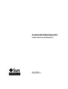 Sun Network QDR InfiniBand Gateway Switch Product Notes for Firmware Version 2.0