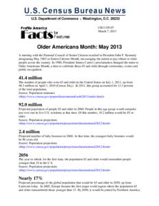 Facts for Features: Older Americans Month: May 2013