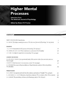 Higher Mental Processes: Selections from The American Journal of Psychology