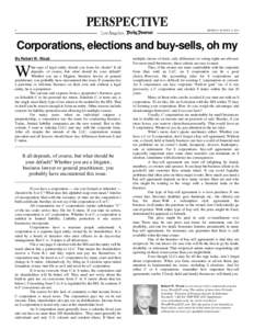 5  MONDAY, AUGUST 12, 2013 Corporations, elections and buy-sells, oh my By Robert W. Wood
