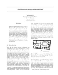 Reconstructing Pompeian Households  David Mimno Department of Computer Science Princeton University Princeton, NJ 08540