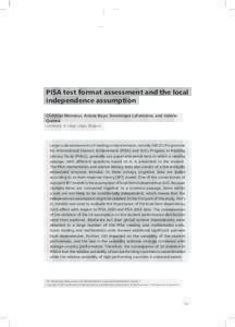 PISA test format assessment and the local independence assumption Christian Monseur, Ariane Baye, Dominique Lafontaine, and Valérie Quittre University of Liège, Liège, Belgium