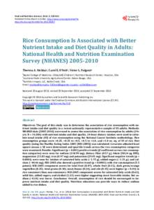 Rice Consumption Is Associated with Better Nutrient Intake and Diet Quality in Adults: National Health and Nutrition Examination Survey (NHANES