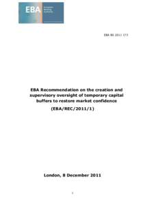EBA BSEBA Recommendation on the creation and supervisory oversight of temporary capital buffers to restore market confidence (EBA/REC)