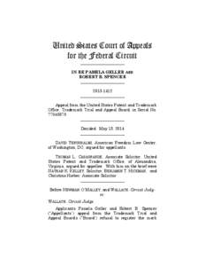 United States Court of Appeals for the Federal Circuit ______________________ IN RE PAMELA GELLER AND ROBERT B. SPENCER