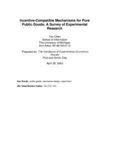 Incentive-Compatible Mechanisms for Pure Public Goods: A Survey of Experimental Research
