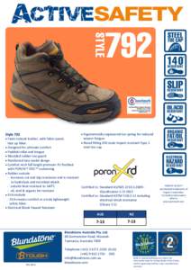 Style 792   Ergonomically engineered toe spring for reduced  Fawn nubuck leather, with fabric panel,