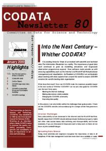 International Council for Science (ICSU)  CODATA Newsletter 80