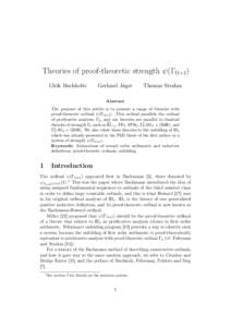 Theories of proof-theoretic strength ψ(ΓΩ+1) Ulrik Buchholtz Gerhard Jäger  Thomas Strahm