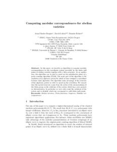 Computing modular correspondences for abelian varieties Jean-Charles Faug`ere1 , David Lubicz2,3 , Damien Robert4 1  3