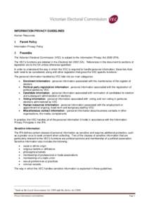 INFORMATION PRIVACY GUIDELINES Human Resources Parent Policy  1