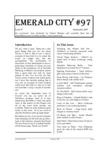 EMERALD CITY #97 Issue 97 SeptemberAn occasional ‘zine produced by Cheryl Morgan and available from her at