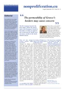 nonproliferation.eu  August-September 2013, Issue No. 11 Editorial Now confirmed by many official