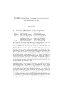 ESSLLI 2016 Course Proposal: Introduction to Non-Monotonic Logic June 8, 2015 1