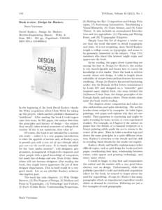 116  TUGboat, Volume[removed]), No. 1 Book review: Design for Hackers Boris Veytsman