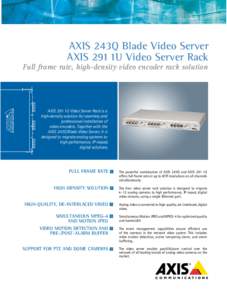 AXIS 243Q Blade Video Server AXIS 291 1U Video Server Rack Full frame rate, high-density video encoder rack solution  AXIS 291 1U Video Server Rack is a