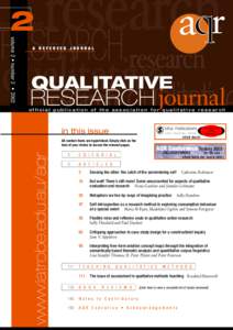 2 QUALITATIVE RESEARCH journal  official publication of the association for qualitative research