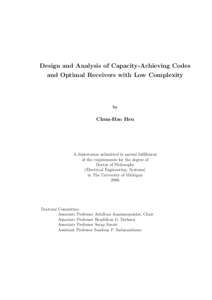 Design and Analysis of Capacity-Achieving Codes and Optimal Receivers with Low Complexity by  Chun-Hao Hsu