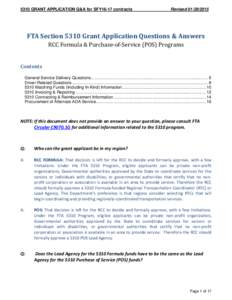 5310 GRANT APPLICATION Q&A for SFY16-17 contracts  Revised[removed]FTA Section 5310 Grant Application Questions & Answers RCC Formula & Purchase-of-Service (POS) Programs
