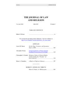 TOFC.DOC[removed]:50:55 AM THE JOURNAL OF LAW AND RELIGION