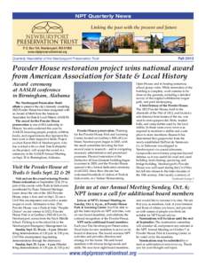 NPT Quarterly News  Linking the past with the present and future P. O. Box 184, Newburyport, MA[removed]www.nbptpreservationtrust.org