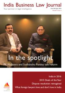 India Business Law Journal Your partner in legal intelligence Dec 2015/JanVolume 9, Issue 6