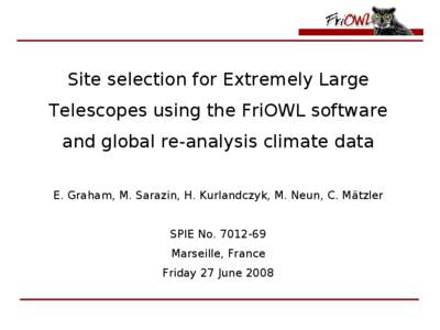 Telescopes / European Extremely Large Telescope / Geopotential height / Cloud computing / Optics / European Southern Observatory / Science / SPIE