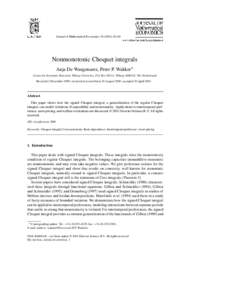 Journal of Mathematical Economics–60  Nonmonotonic Choquet integrals Anja De Waegenaere, Peter P. Wakker∗ Center for Economic Research, Tilburg University, P.O. Box 90153, Tilburg 5000 LE, The Netherland