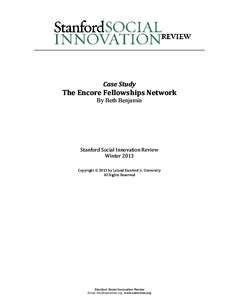 Case Study  The Encore Fellowships Network By Beth Benjamin  Stanford Social Innovation Review
