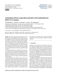 Atmos. Meas. Tech., 7, 1377–1384, 2014 www.atmos-meas-tech.netdoi:amt © Author(sCC Attribution 3.0 License.  Ammonium nitrate evaporation and nitric acid condensation in