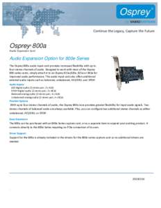 Osprey 800a ® Audio Expansion Card  Audio Expansion Option for 800e Series