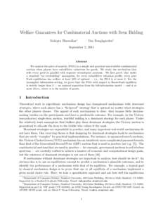 Welfare Guarantees for Combinatorial Auctions with Item Bidding Kshipra Bhawalkar∗ Tim Roughgarden†  September 2, 2011