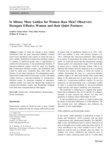 Sex Roles:477–482 DOIs11199ORIGINAL ARTICLE  Is Silence More Golden for Women than Men? Observers