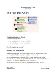 Reunion 10 Basics Class
 June 2014 ! The Pedigree Chart