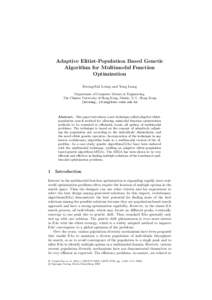 LNCS[removed]Adaptive Elitist-Population Based Genetic Algorithm for Multimodal Function Optimization