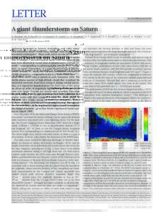 Saturn / Atmospheric electricity / CassiniHuygens / Jet Propulsion Laboratory / Thunderstorm / Great White Spot / Lightning / Voyager 2 / Ionosphere