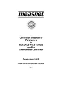 Calibration Uncertainty Parameters in MEASNET Wind Tunnels used for Anemometer Calibration