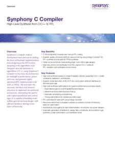 Datasheet  Synphony C Compiler High-Level Synthesis from C/C++ to RTL  Overview