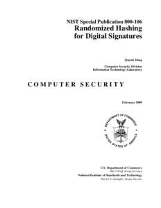 NIST SP[removed], Randomized Hashing for Digital Signatures