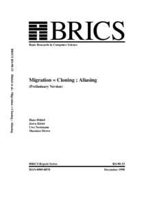 BRICS  Basic Research in Computer Science ¨ BRICS RSHuttel et al.: Migration = Cloning ; Aliasing