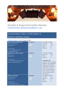 Dundee & Angus Convention Bureau Conference Accommodation List Accommodation within a 5 Mile Radius of Dalhousie Building, Dundee VisitScotland / AA 4 Star Hotel Apex City Quay Hotel & Spa