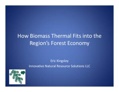 How Biomass Thermal Fits into the  Region’s Forest Economy Eric Kingsley Innovative Natural Resource Solutions LLC  Innovative Natural Resource Solutions LLC