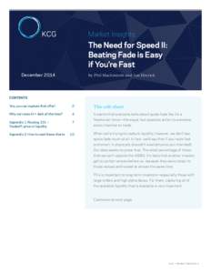Market Insights  The Need for Speed II: Beating Fade is Easy if You’re Fast December 2014