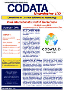 CODATA  International Council for Science (ICSU) Newsletter 102