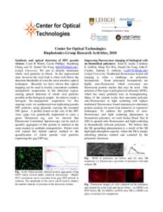 Center for Optical Technologies Biophotonics Group Research Activities, 2010 Synthesis and optical detection of HIV pseudo viruses: Cassi R Wentz, Cassie Phillips, Xuanhong Cheng and H. Daniel Ou-Yang (), 