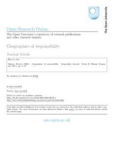 Open Research Online The Open University’s repository of research publications and other research outputs Geographies of responsibility Journal Article
