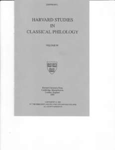 [OFFPRINT]  HARVARD STUDIES IN CLASSICAL PHILOLOGY VOLUME99