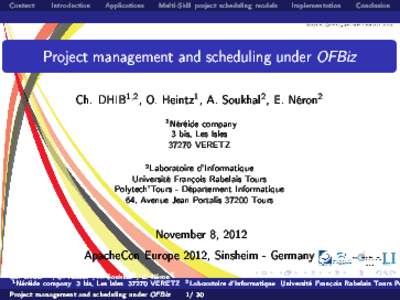 Project management and scheduling under OFBiz