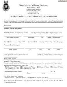 Print Form  New Mexico Military Institute  Admissions Office   101 West College Boulevard